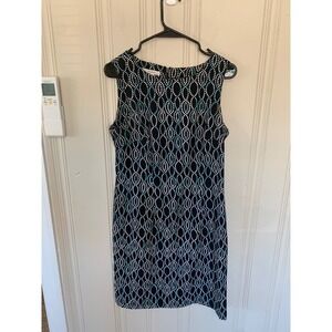 Dressbarn Women's Dress Size‎ 10 Black White Turquoise Sleeveless Sheath